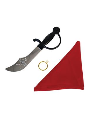 set da pirata con pistola, uncino, pugnale e accessori (copia)