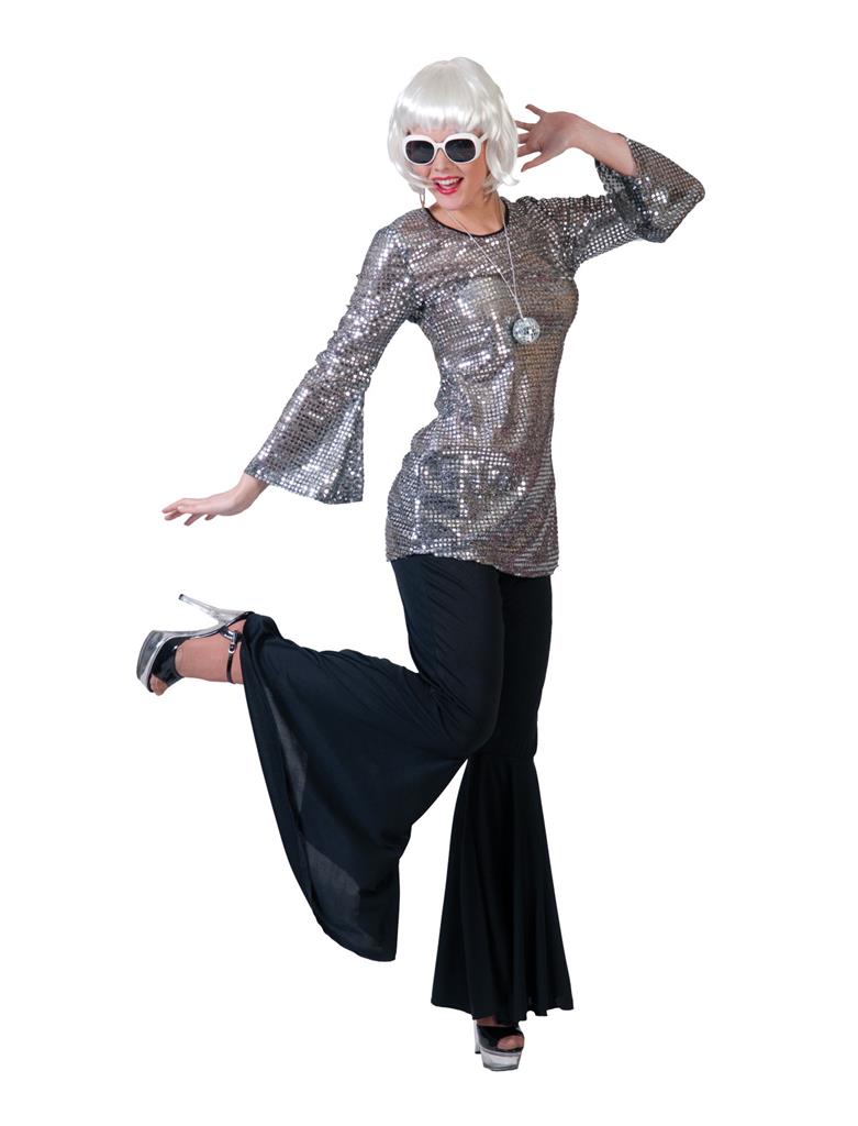 pantaloni a zampa neri con paillettes