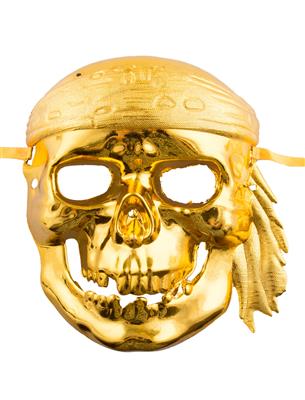 maschera da scheletro pirata oro