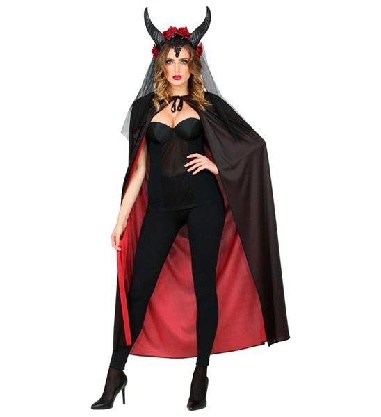 mantello reversibile nero e rosso con cappuccio (copia)