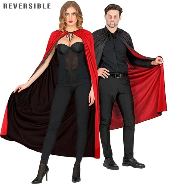 mantello reversibile nero e rosso con cappuccio (copia)