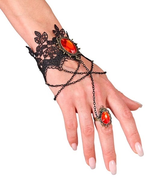 bracciale baciamano con anello e gemma nera (copia)