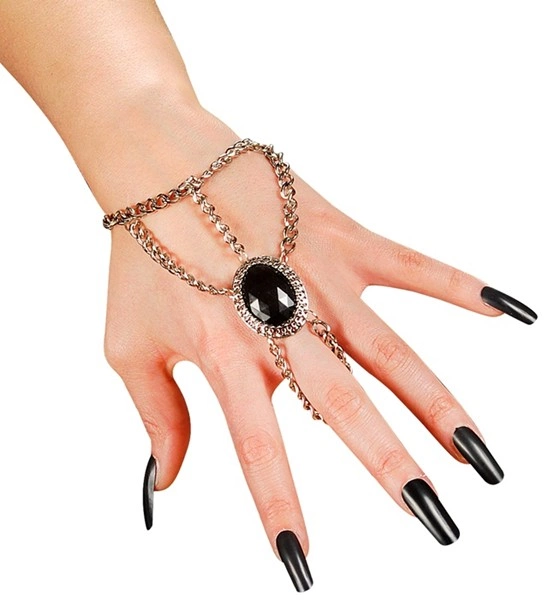bracciale baciamano con anello e gemma nera (copia)