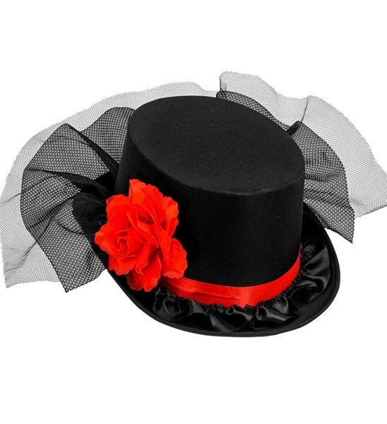 cilindro con rosa nera e tulle (copia)