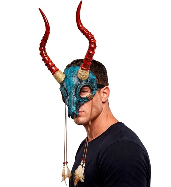 maschera sciamano teschio toro con piume (copia)