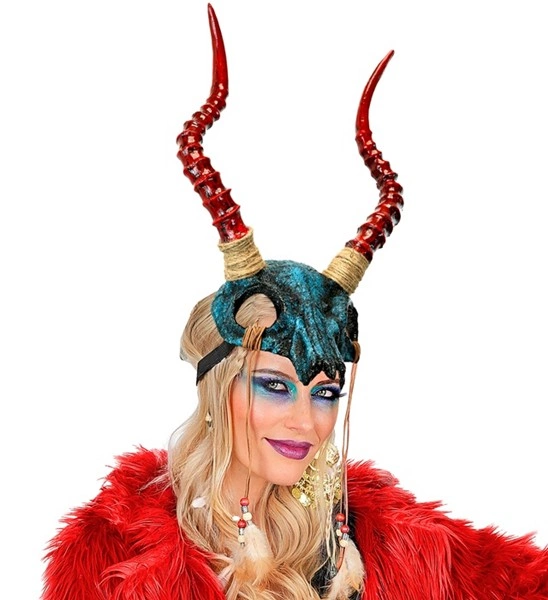 maschera sciamano teschio toro con piume (copia)