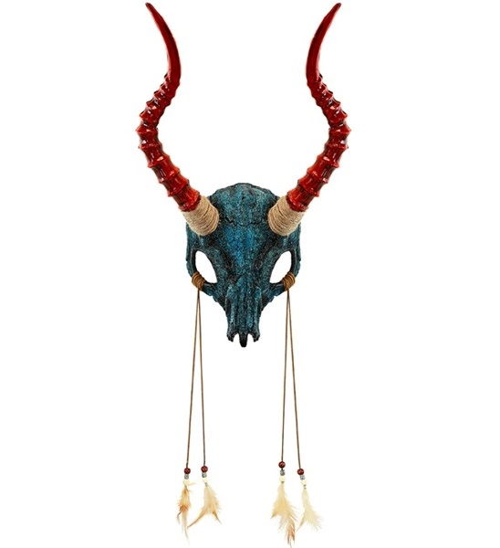 maschera sciamano teschio toro con piume (copia)