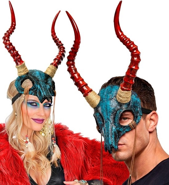 maschera sciamano teschio toro con piume (copia)