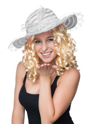 cappello anni'20 bianco con rosa in tulle (copia)