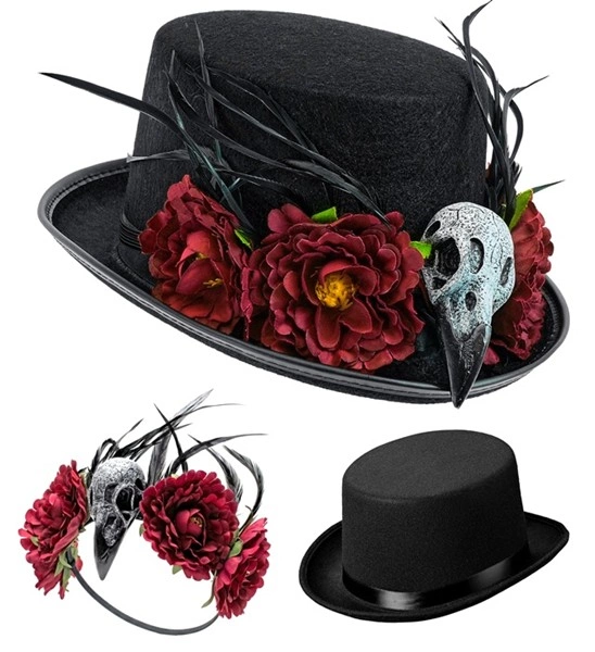 cappello cilindro vodoo con teschi e ossa (copia)