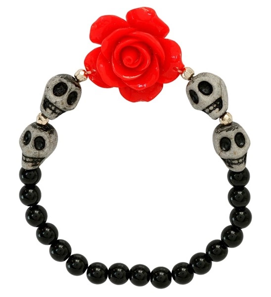 braccialetto teschio azzurro e rose rosse (copia)