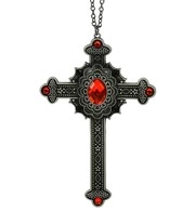 collana croce gotica con gemme rossa (copia)