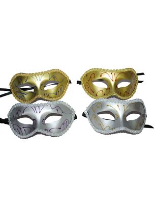 maschera domino metallizzata con bordo decorato oro o argento (copia)