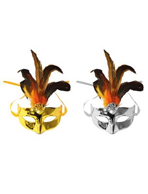 maschera veneziana argento con fiore e piume (copia)