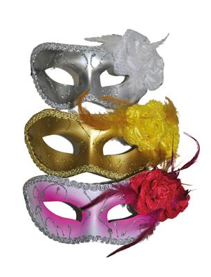 maschera veneziana metallizzata con piume assortita (copia)