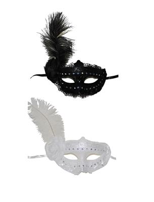 maschera veneziana nera in metallo con gemme bianche (copia)