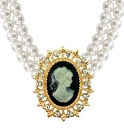 set collana di perle con cameo rosa e anello cameo rosa con strass barocco (copia)