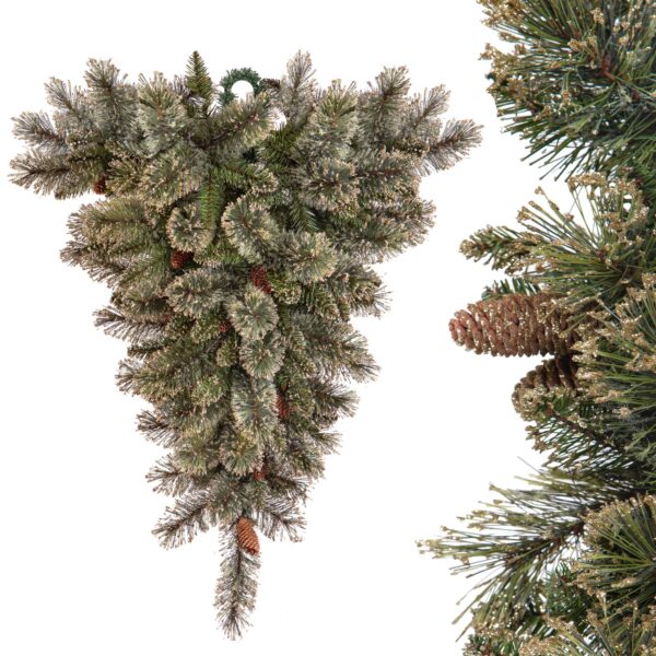 albero di natale rovesciato innevato con pigne e bacche – 107 cm (copia)