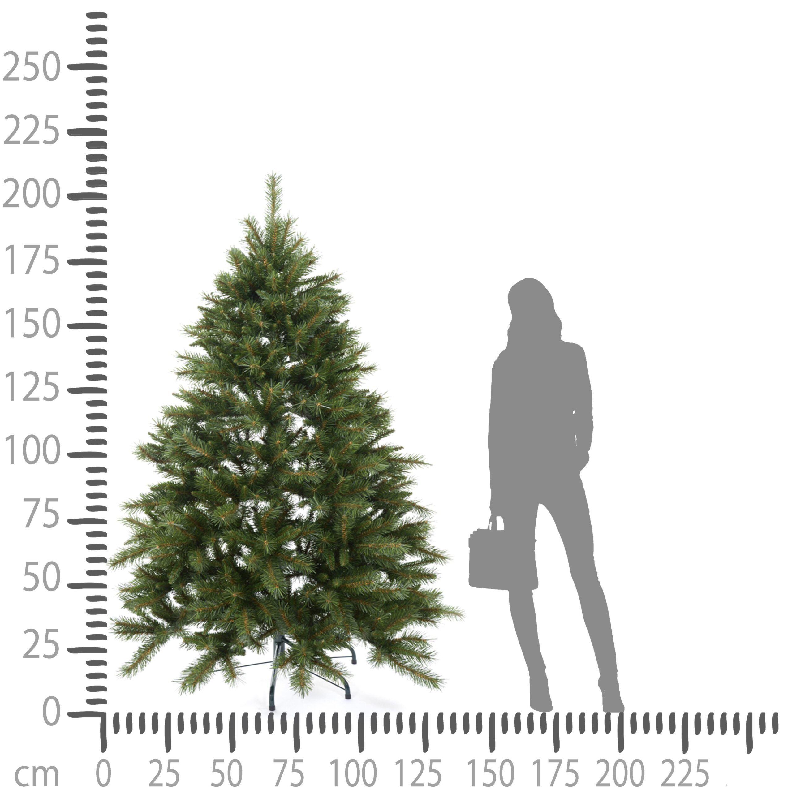 albero di natale artificiale a parete 215 cm – 718 rami in pvc e pp
