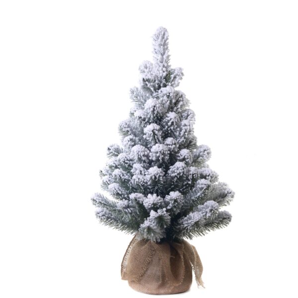 albero di natale slim da tavolo innevato con led, bacche rosse e vaso in legno – 65 cm (copia)