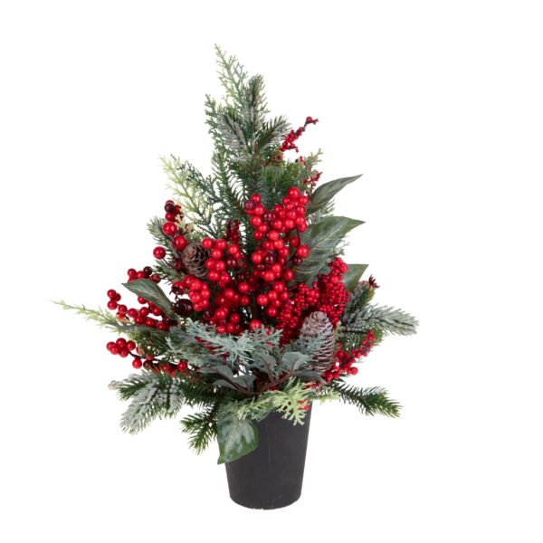 albero di natale da tavolo decorato con palline e fiocco (copia)