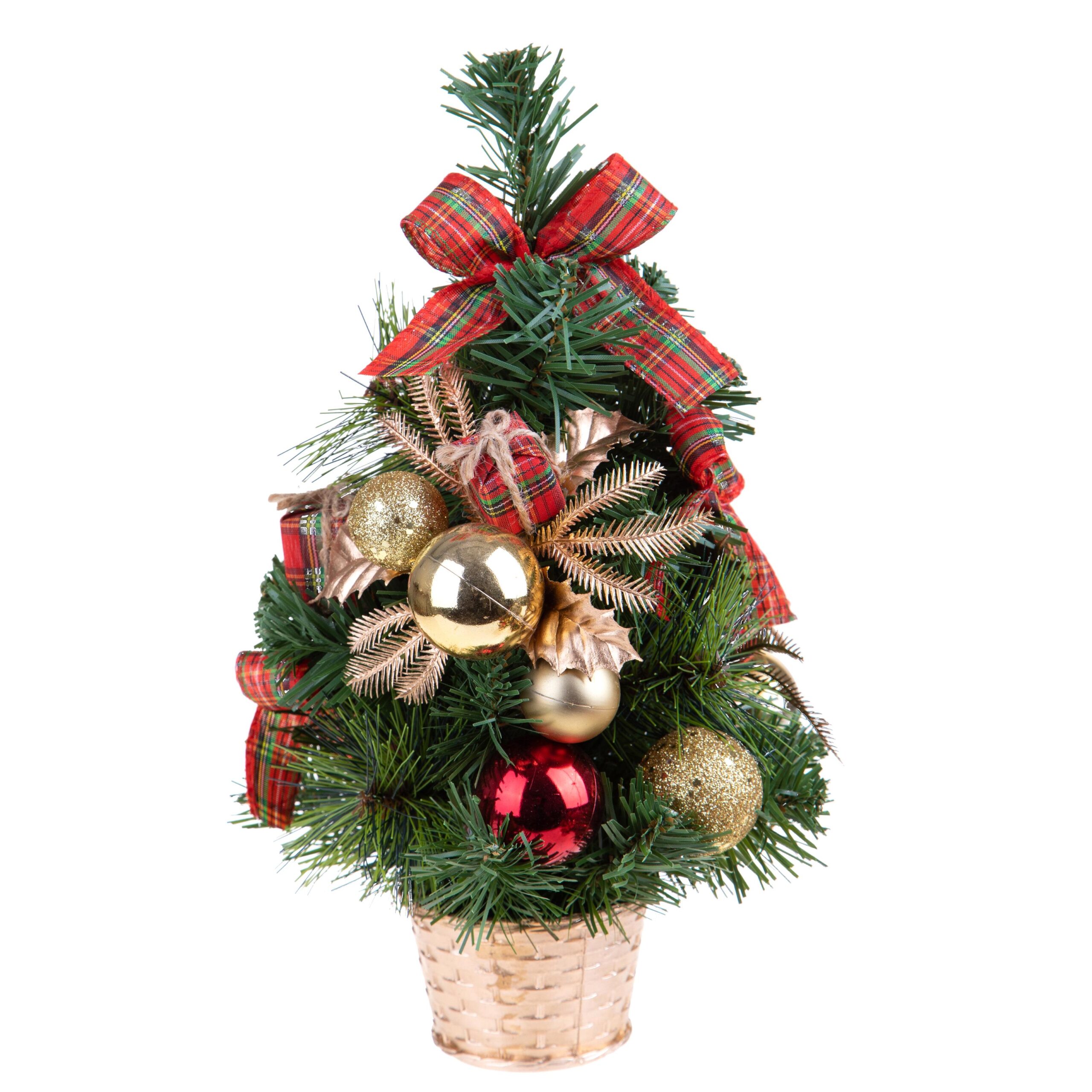 albero di natale da tavolo decorato con funghi, pigne e fiocchi (copia)