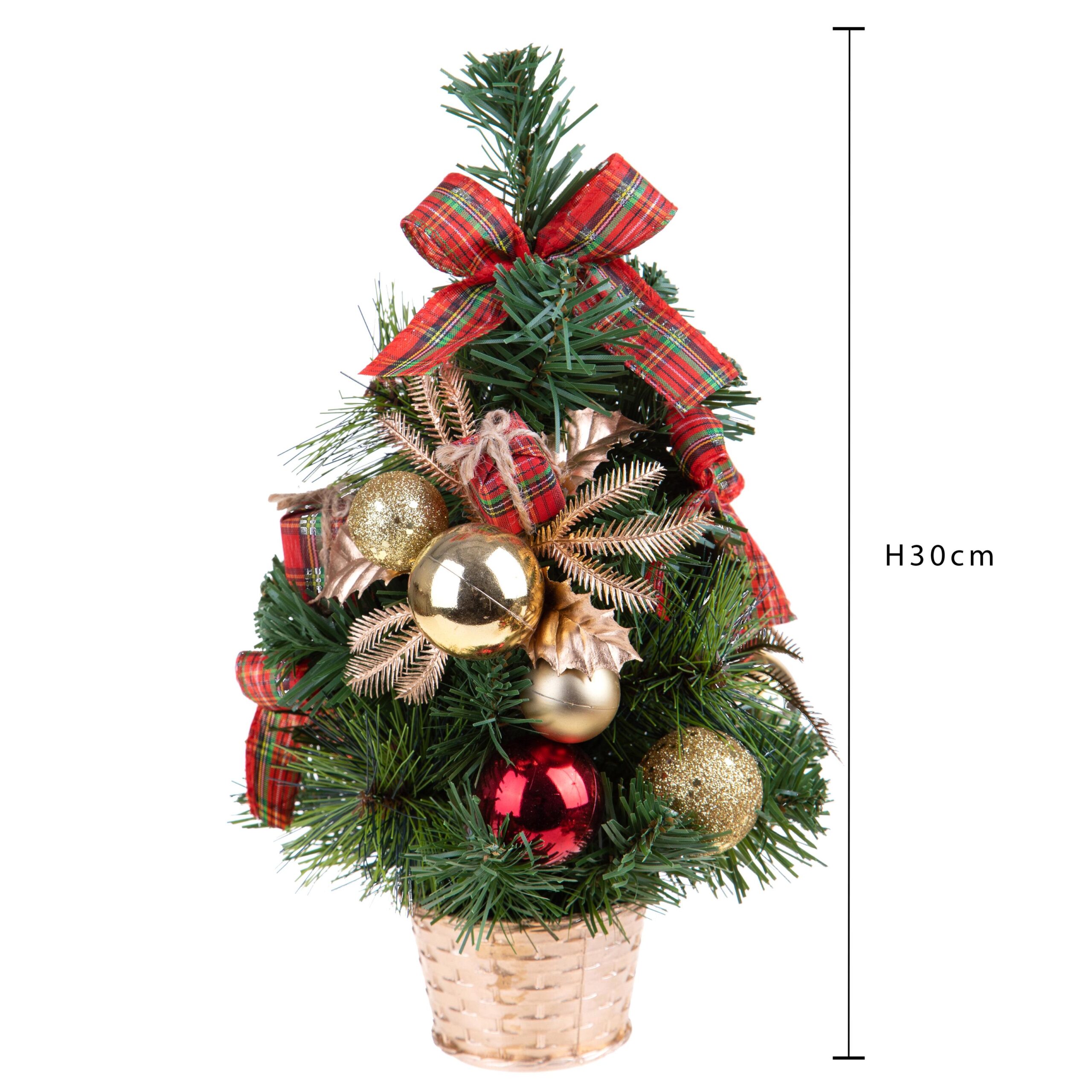 albero di natale da tavolo decorato con funghi, pigne e fiocchi (copia)