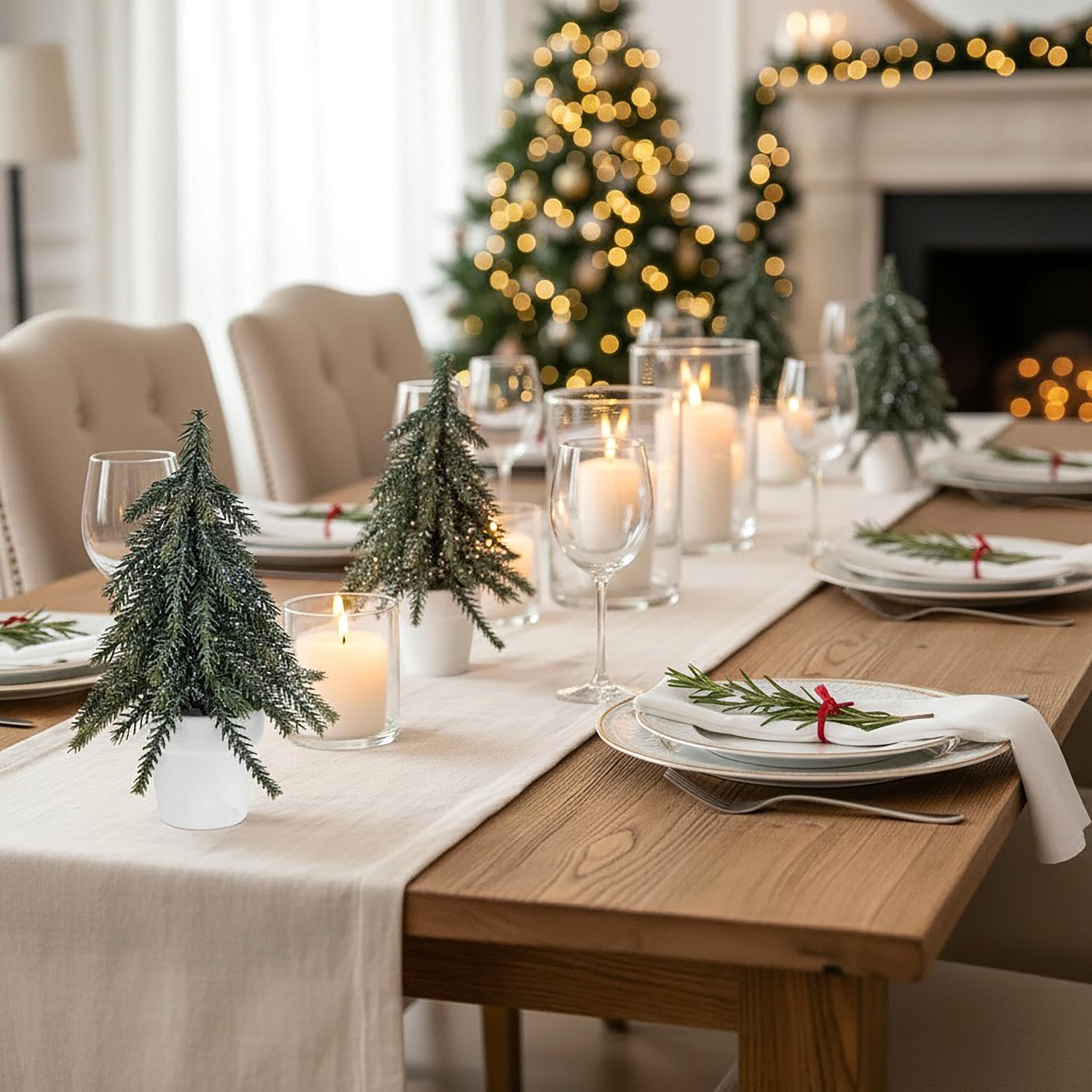 albero di natale con bacche rosse e pigne brinate in vaso (copia)