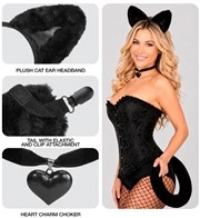 kit da gattina con coda orecchie e papillon (copia)