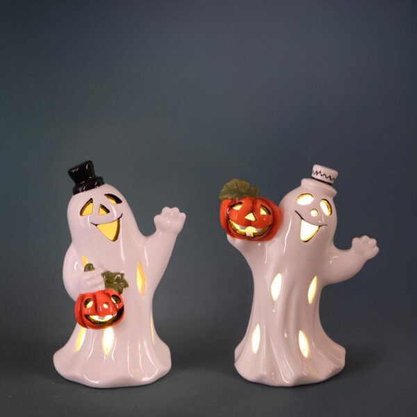 fantasma halloween con zucca illuminata a led in resina (copia)