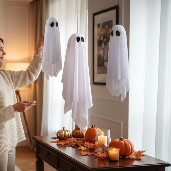 fantasma halloween bianco da appendere in tessuto (copia)