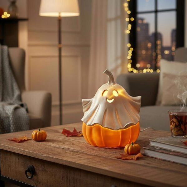 contenitore halloween a forma di fantasma in ceramica con cappello da strega (copia)