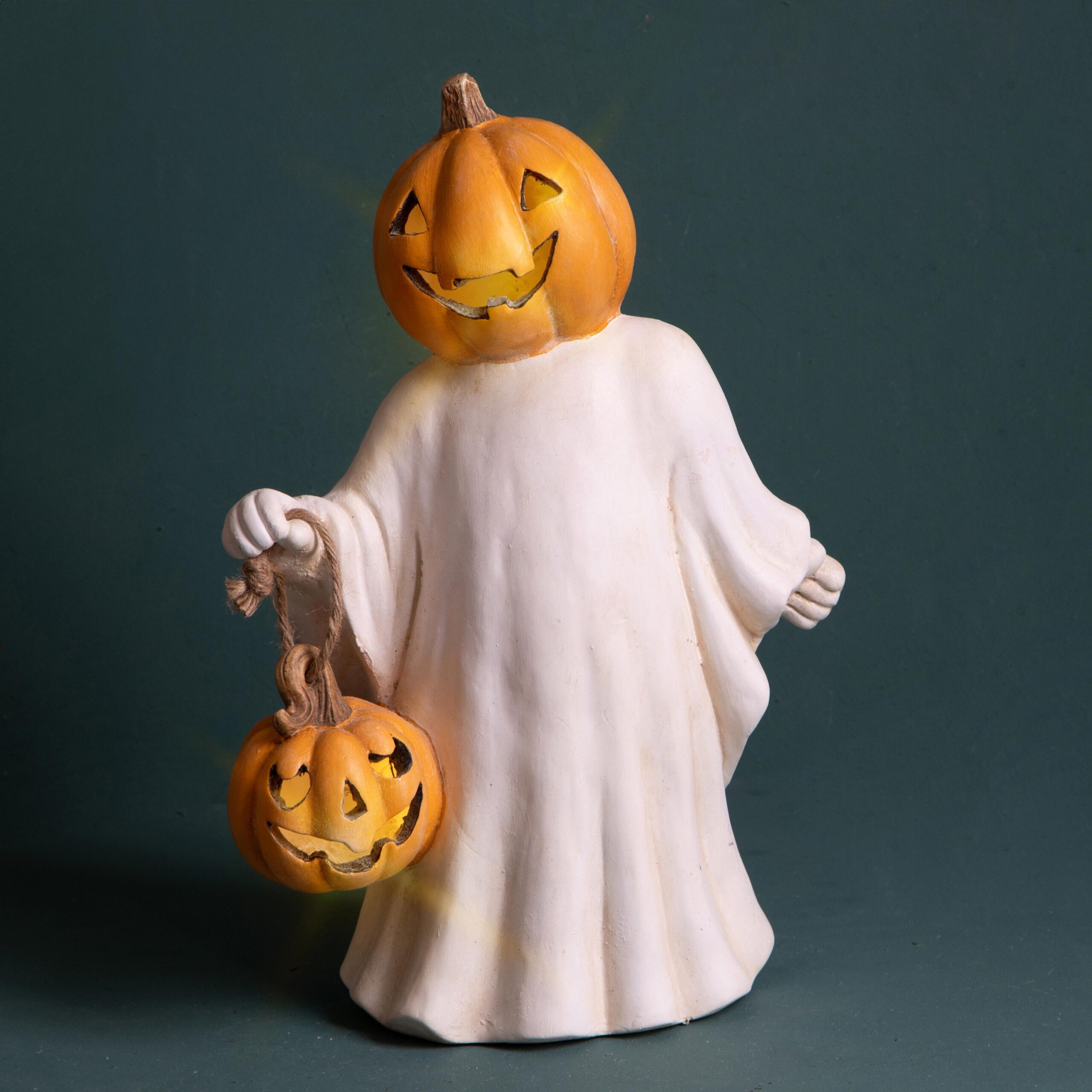 set 2 fantasmi halloween luminosi a led in ceramica con zucche (copia)
