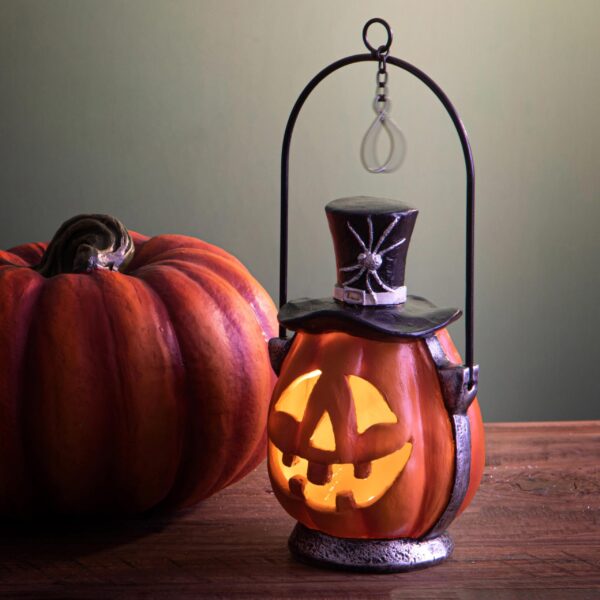 lanterna zucca halloween in metallo arancione con manico (copia)