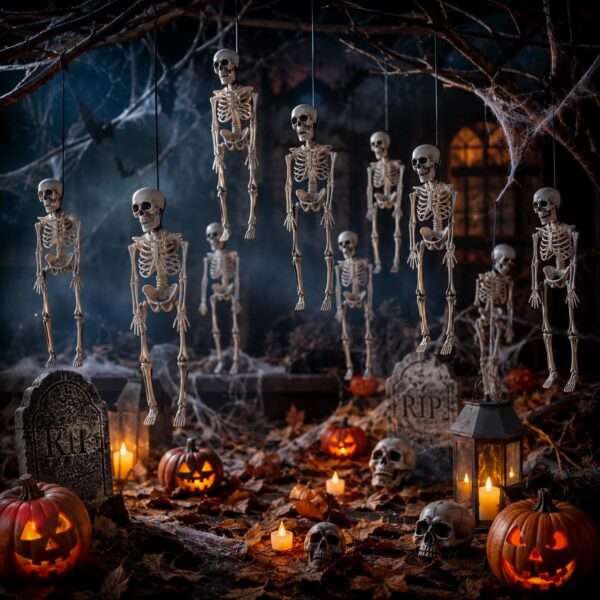 scenografia scheletro umano halloween in plastica con effetto invecchiato (copia)