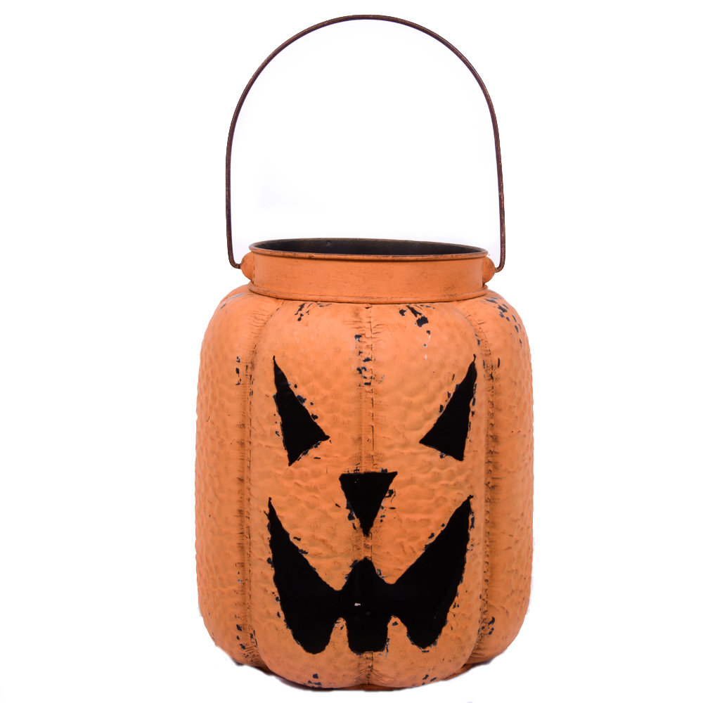 zucca halloween decorativa in metallo con cappello da strega nero (copia)