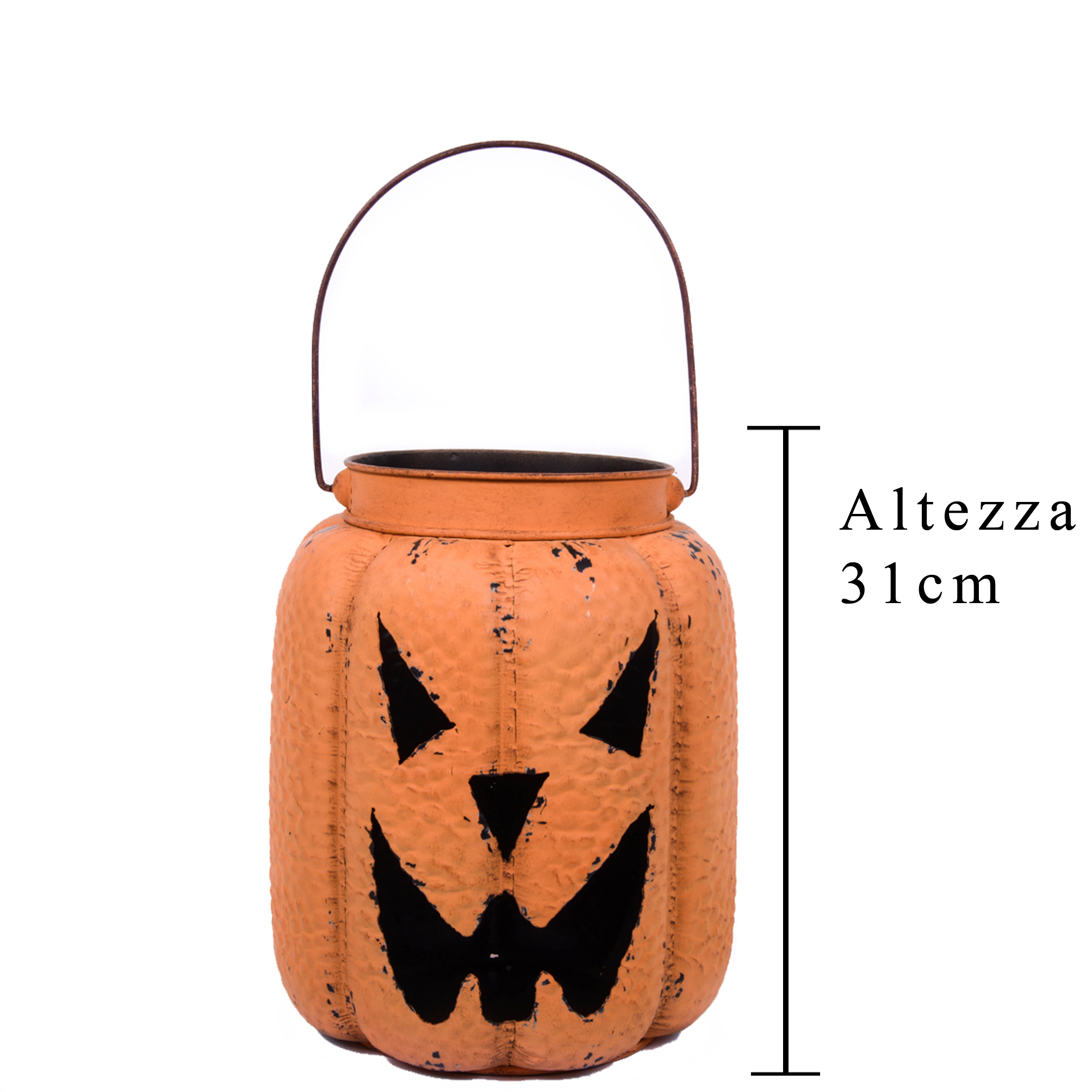 zucca halloween decorativa in metallo con cappello da strega nero (copia)