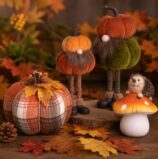 riccio decorativo autunnale con cappello a fungo arancione in resina (copia)