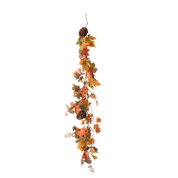 ghirlanda autunnale con zucche, funghi, pigne e foglie decorative (copia)