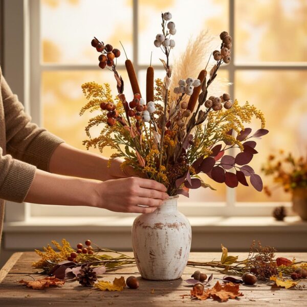 ramo decorativo autunnale con bacche e foglie artificiali – 84 cm (copia)