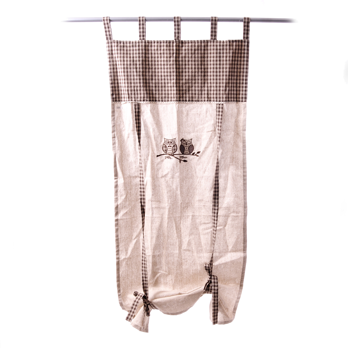 tenda per interni con gufetti e fantasia a quadretti marrone e beige con occhielli – 140x250 cm (copia)