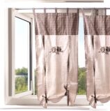 tenda per interni con gufetti e fantasia a quadretti marrone e beige con occhielli – 140x250 cm (copia)