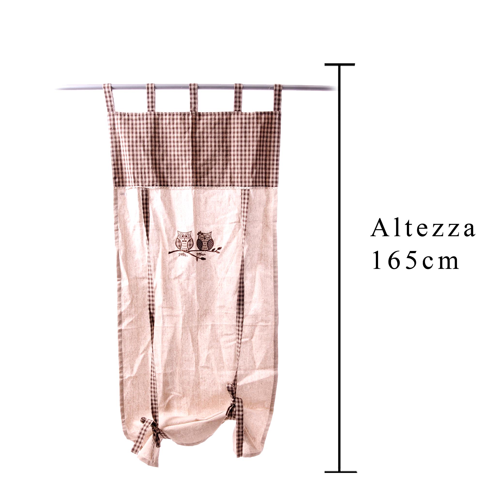 tenda per interni con gufetti e fantasia a quadretti marrone e beige con occhielli – 140x250 cm (copia)
