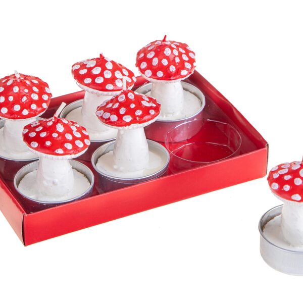 decorazione da appendere con due funghi rossi a pois bianchi in carta (copia)