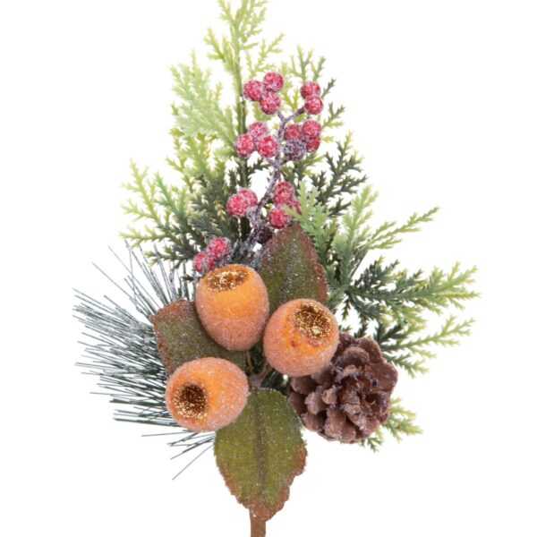 pick decorativo autunnale con mini zucche pigna bacche e foglie artificiali (copia)