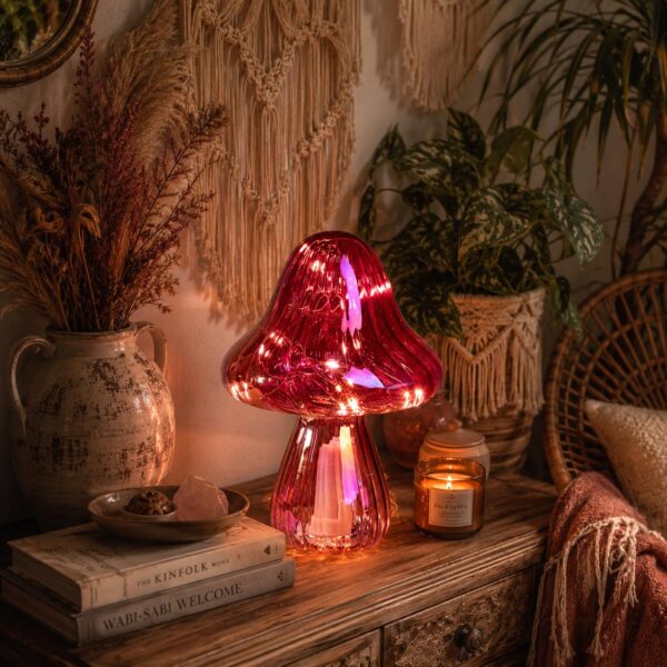 fungo decorativo luminoso con luci led in vetro – rosso o verde (copia)