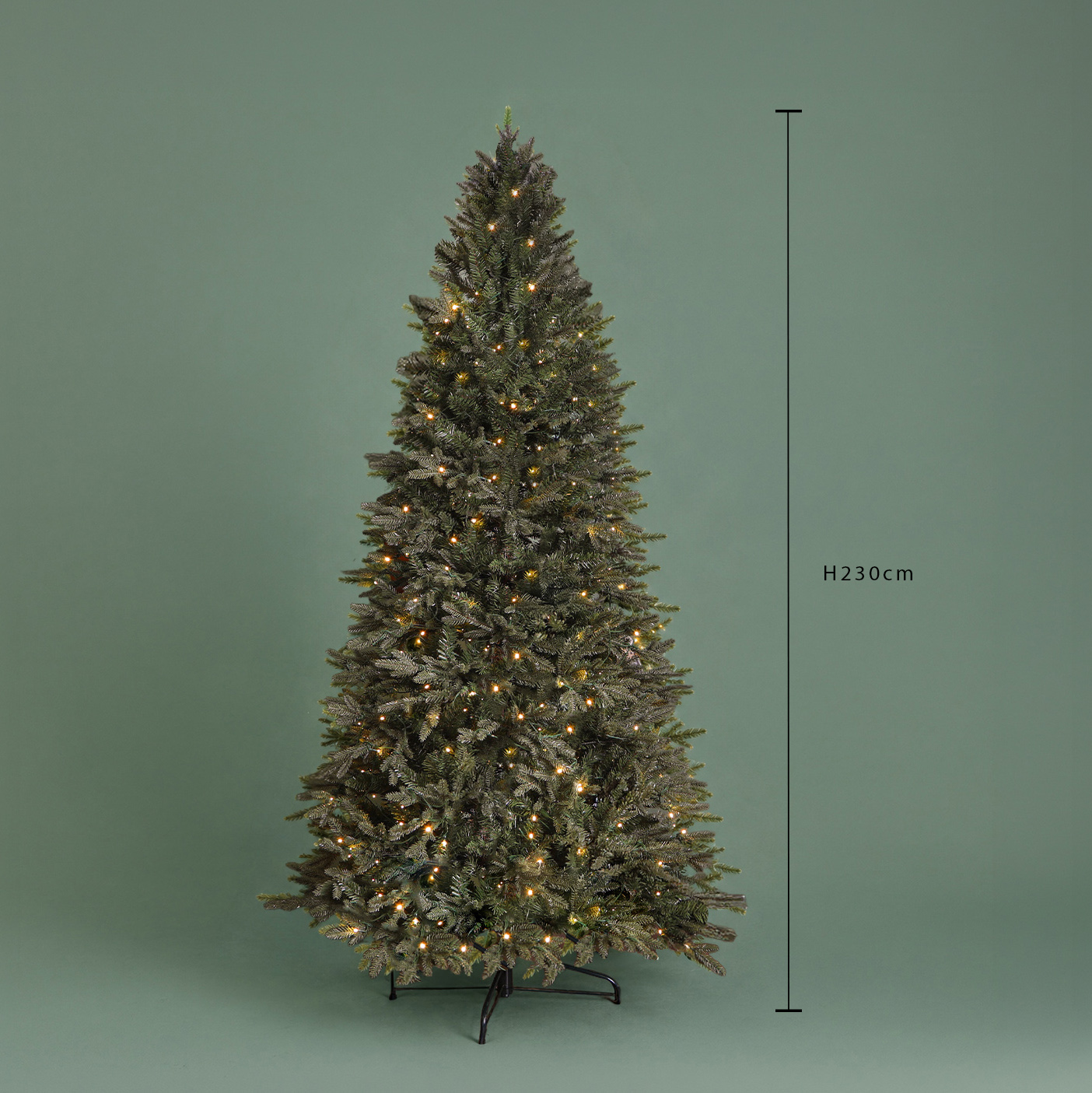 albero di natale cervino 230 cm con 600 led – 1026 punte pvc e pe
