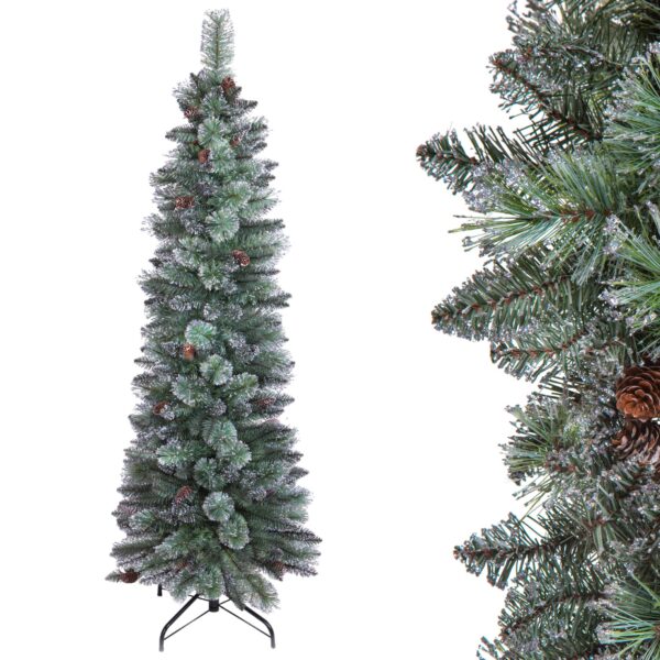 albero di natale slim verde argento 180 cm con pigne – 333 rami (copia)