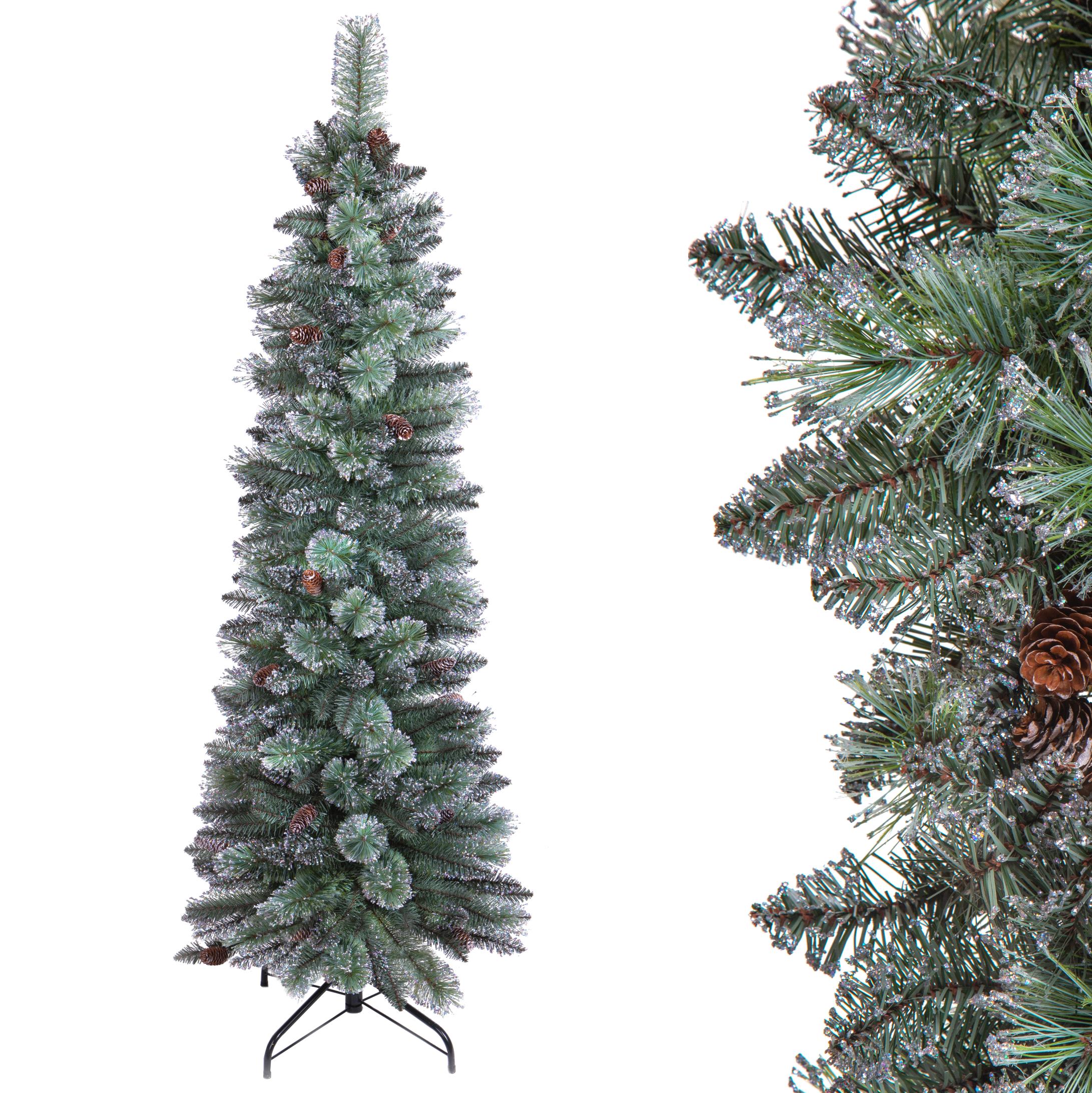 albero di natale slim verde argento 180 cm con pigne – 333 rami (copia)
