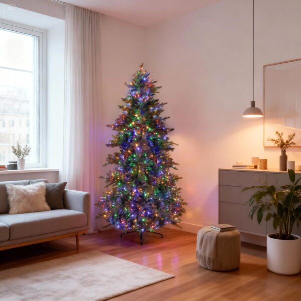 albero di natale alpino 215 cm con 600 led dual color – 1210 rami
